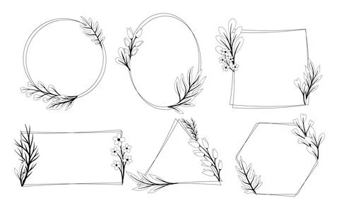 Frames with leaves set. Frames and patterns with tropical and exotic branches 스톡 일러스트