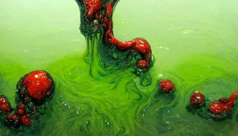 Frames of liquid green slime poison goo red. Stock Illustration
