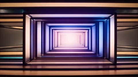 Frames made of colorful neon 3D rectangular lines. Infinity zoom effect. Stock Footage 273954224