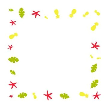 Frames made of summer elements white background. Stock Illustration