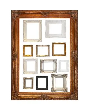 Frames Many decorative frames in one big gold frame Copyright: xZoonar.com... Stock Photos