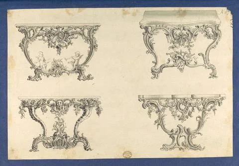 Frames for Marble Slabs, in Chippendale Drawings, Vol. I 1760 Thomas Chippe.. Stock Photos