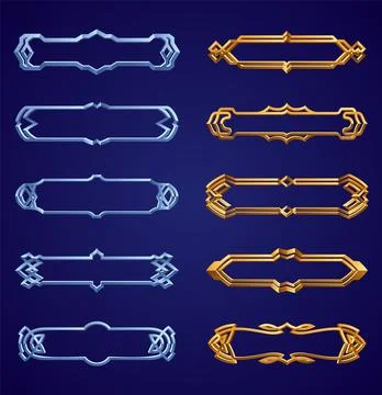 Frames medieval game ui. Empty rectangle frames in old style, interface elements Stock Illustration