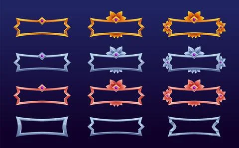 Frames medieval game ui. Empty rectangle frames in old style, interface elements Stockillustratie