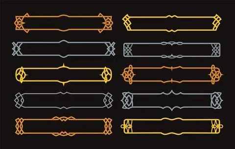 Frames medieval game ui. Empty rectangle frames in old style, interface elements Stock Illustration