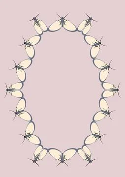 Frames of moths. Design element for the design of books, notebooks, postcards Stock Illustration
