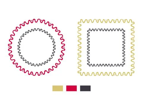 Frames outline set. Hand drawn decorative paint brush stroke borders, zigzag Stock Illustration