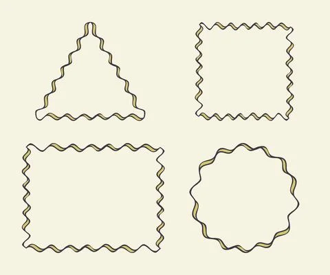 Frames outline set. Hand drawn decorative doodle ink stroke borders collection Stock Illustration