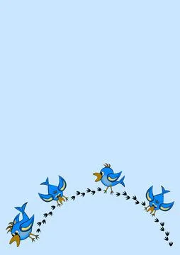 Frames, pattern - birds leave footprints in the snow. The season is winter 스톡 일러스트