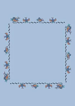 Frames, pattern - birds leave footprints in the snow. The season is winter Stock Illustration
