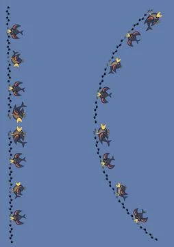 Frames, pattern - birds leave footprints in the snow. The season is winter イラスト素材