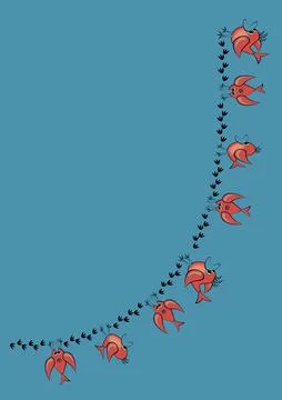 Frames, pattern - birds leave footprints in the snow. The season is winter Illustrazione stock