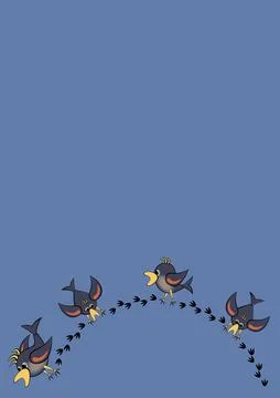 Frames, pattern - birds leave footprints in the snow. The season is winter 스톡 일러스트