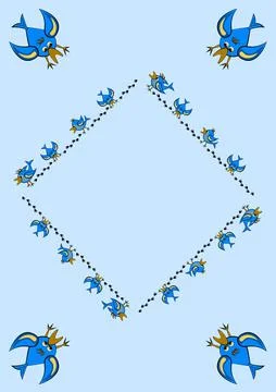 Frames, pattern - birds leave footprints in the snow. The season is winter Stock Illustration