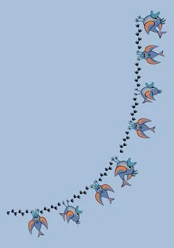 Frames, pattern - birds leave footprints in the snow. The season is winter 스톡 일러스트