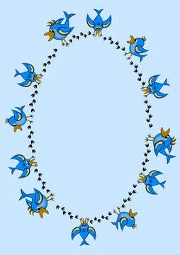 Frames, pattern - birds leave footprints in the snow. The season is winter Stock Illustration