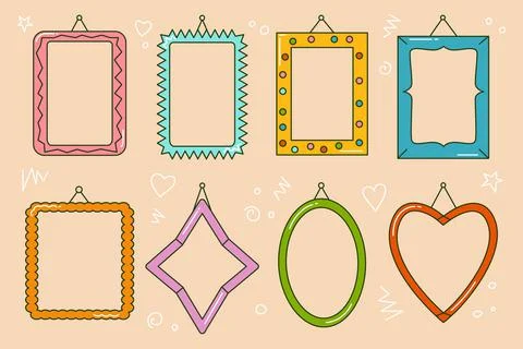 Frames photo flat colored pattern with hobnail set Stock Illustration