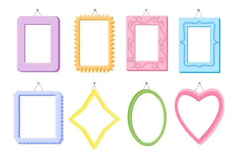 Frames photo flat colored pattern with hobnail set Stock Illustration