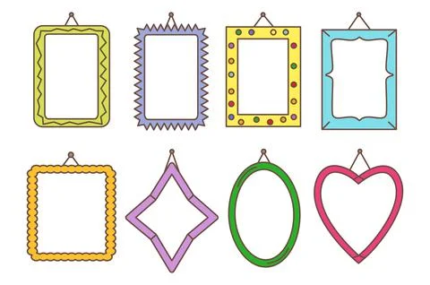 Frames photo flat colored pattern with hobnail set Stock Illustration