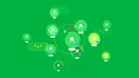 Frames playing green IT nodes pulsing rings, anchoring bubbles highlighting hub Stock Footage 333972174