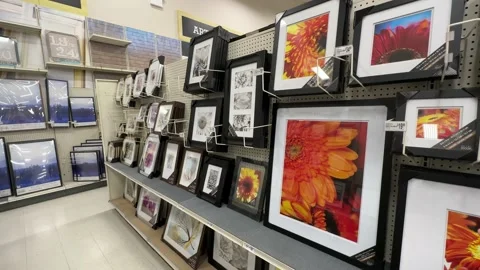 Frames for Sale in Art Store Stock Footage 238489466