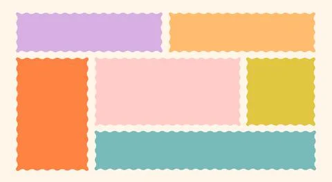 Frames Scalloped Vector Corrugated Bento Grid Shapes Set. Scallop Frame Wavy Stock Illustration