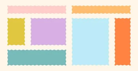 Frames Scalloped Vector Corrugated Bento Grid Shapes Set. Scallop Frame Wavy Stock Illustration