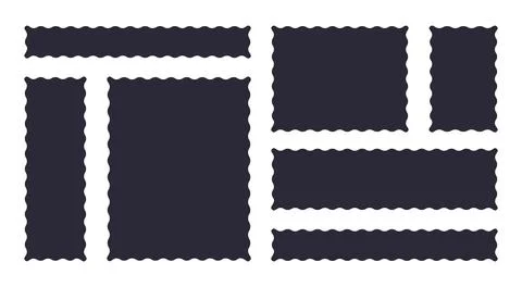 Frames Scalloped Vector Corrugated Bento Grid Shapes Set. Scallop Frame Wavy Stock Illustration