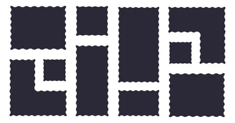 Frames Scalloped Vector Corrugated Bento Grid Shapes Set. Scallop Frame Wavy Stock Illustration