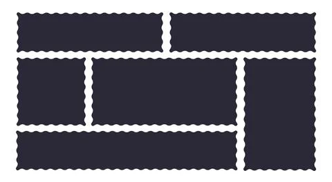Frames Scalloped Vector Corrugated Bento Grid Shapes Set. Scallop Frame Wavy Stock Illustration