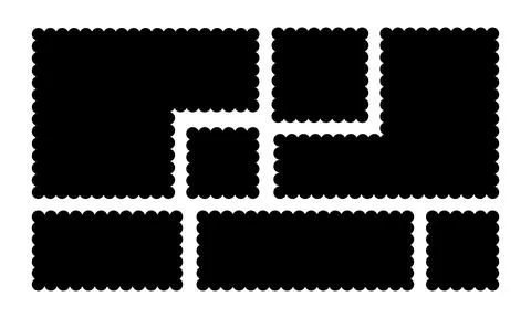 Frames Scalloped Vector Corrugated Bento Grid Shapes Set. Scallop Frame Wavy Stock Illustration