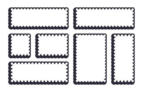 Frames Scalloped Vector Corrugated Bento Grid Shapes Set. Scallop Frame Wavy Stock Illustration