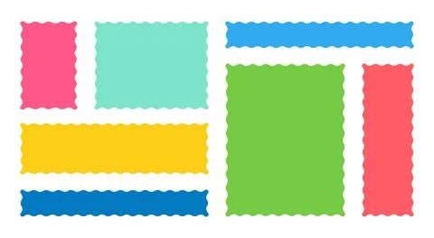Frames Scalloped Vector Corrugated Bento Grid Shapes Set. Scallop Frame Wavy 库存插图