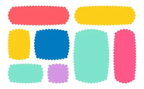 Frames Scalloped Vector Corrugated Bento Grid Shapes Set. Scallop Frame Wavy Illustrazione stock