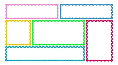Frames Scalloped Vector Corrugated Bento Grid Shapes Set. Scallop Frame Wavy イラスト素材