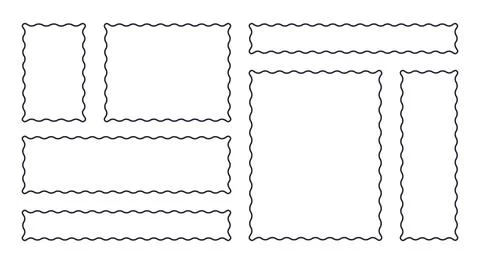 Frames Scalloped Vector Corrugated Bento Grid Shapes Set. Scallop Frame Wavy Stock Illustration