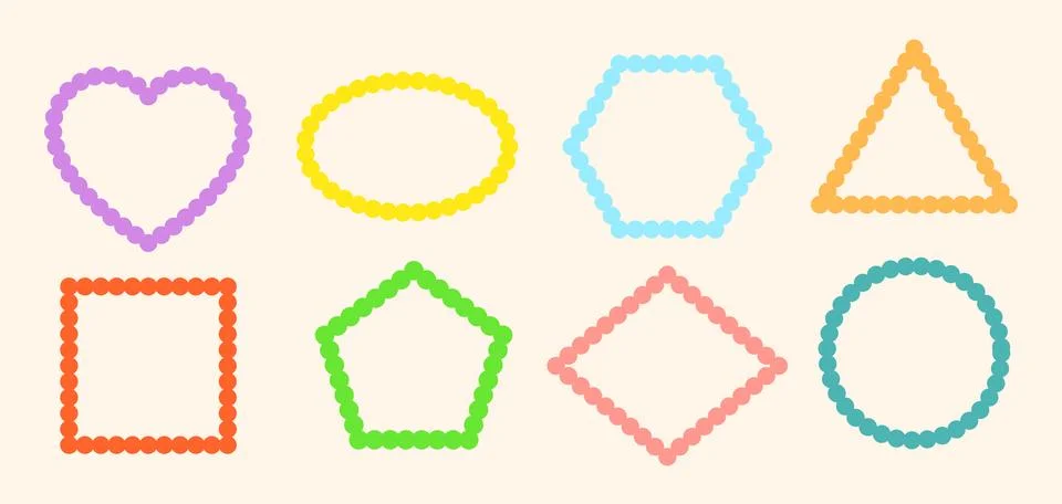 Frames Scalloped Vector Corrugated Shapes Set. Scallop Color Frame Wavy Retro Stock Illustration