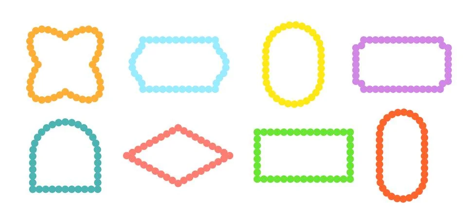 Frames Scalloped Vector Corrugated Shapes Set. Scallop Color Frame Wavy Retro Stock Illustration