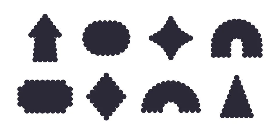 Frames Scalloped Vector Corrugated Shapes Set. Scallop Frame Wavy Retro Stickers Illustrazione stock