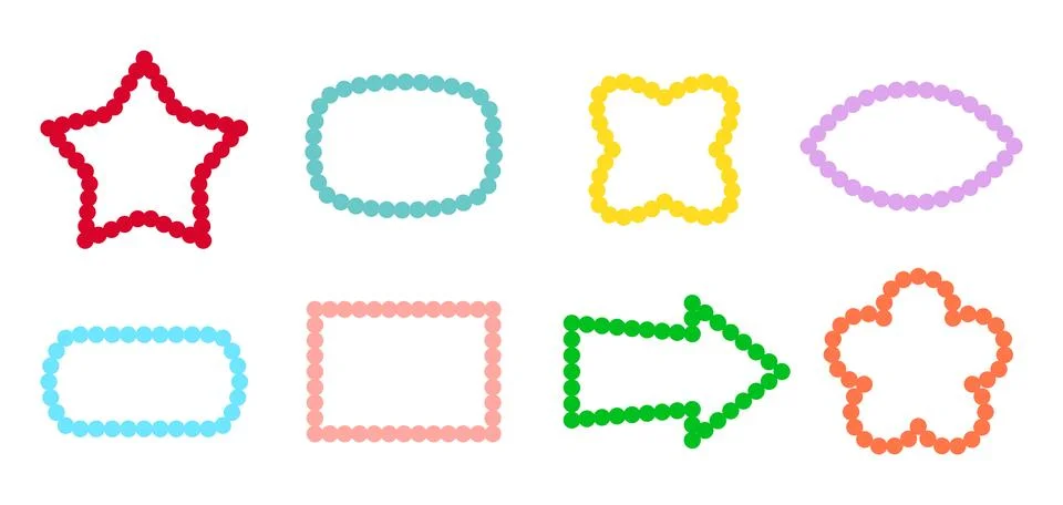 Frames Scalloped Vector Corrugated Shapes Set. Scallop Frame Wavy Retro Stickers Stock Illustration