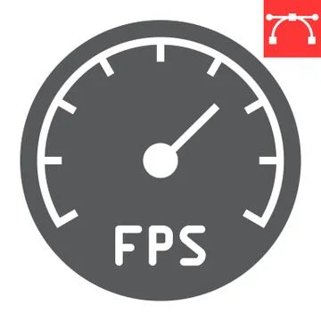 Frames Per Second glyph icon, video games and fps, fps speedometer sign vector Stock Illustration