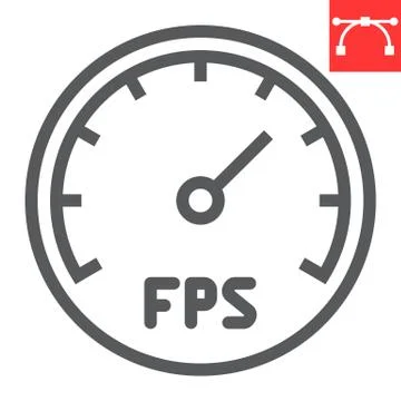 Frames Per Second line icon, video games and fps, fps speedometer sign vector 스톡 일러스트