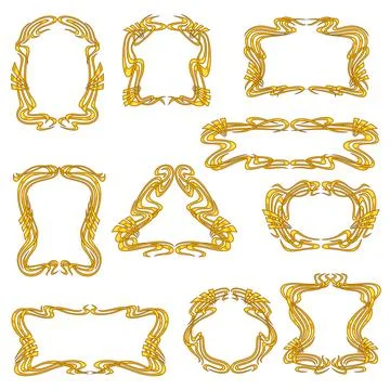 Frames set in art nouveau style. Decorative geometric elements. Stock Illustration