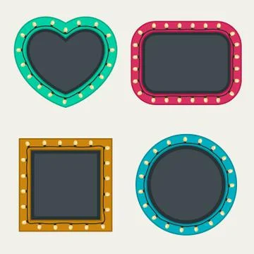 Frames set with bulbs Stock Illustration