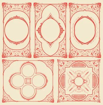 Frames set for cards with floral details Stock Illustration