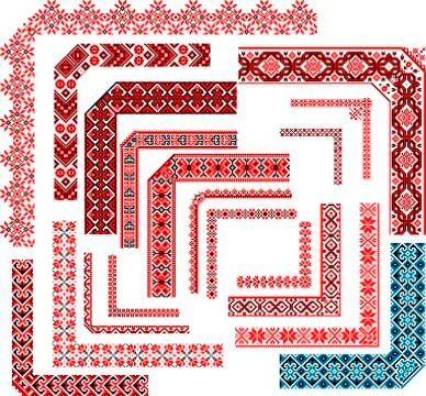Frames - Set of Corner Patterns for Embroidery Stitch Stock Illustration