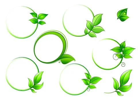 Frames set with geen leaves Illustrazione stock