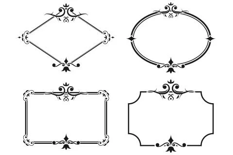 Frames set on white background, vector. Isolated. Stock Illustration