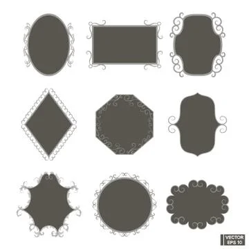 Frames, shields with elements, set Stock Illustration