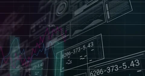 Frames sliding from right, filling with data as graphs animating and bars rising Stock Footage 315864756